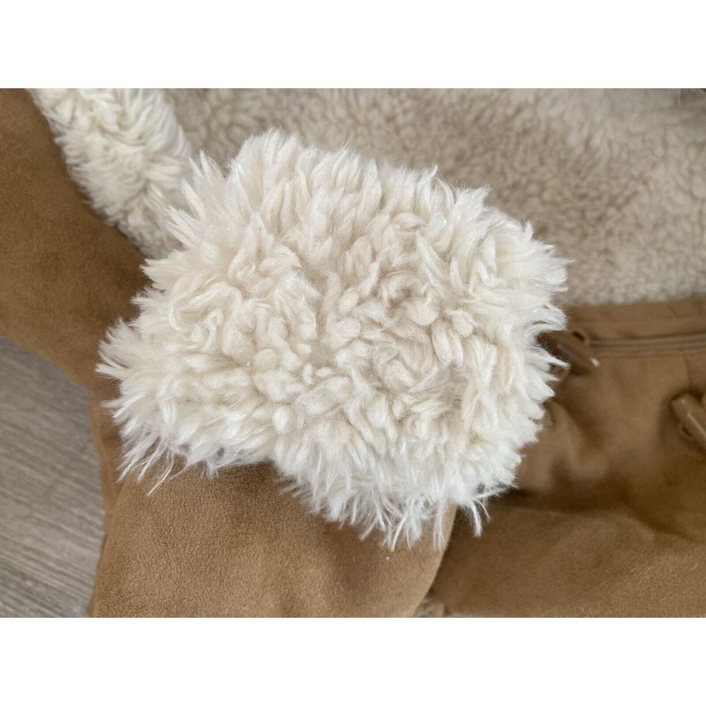 Baby Gap Faux Suede One Piece Bear Ears Button Sz 3-6 Months EUC‎ Bunting Sherpa - Picture 7 of 8